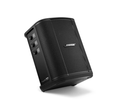 Bose S1 Pro+ Portable Bluetooth Speaker System in black color, showing the side view with control buttons and the brand logo.