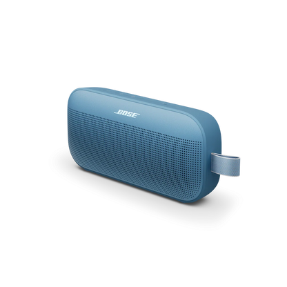 Blue Bose portable speaker on a white background