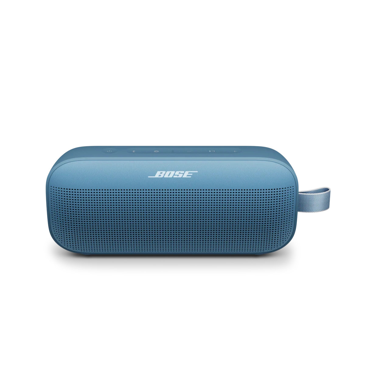 Blue Bose portable speaker on a white background