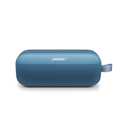 Blue Bose portable speaker on a white background