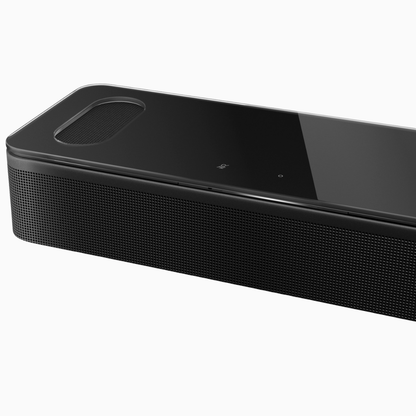 Black soundbar on a white background