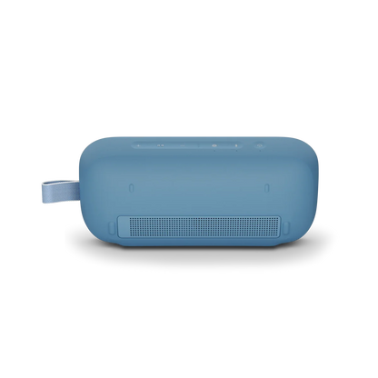 Blue portable speaker on a white background