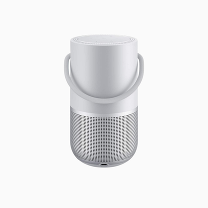 White portable speaker on a white background