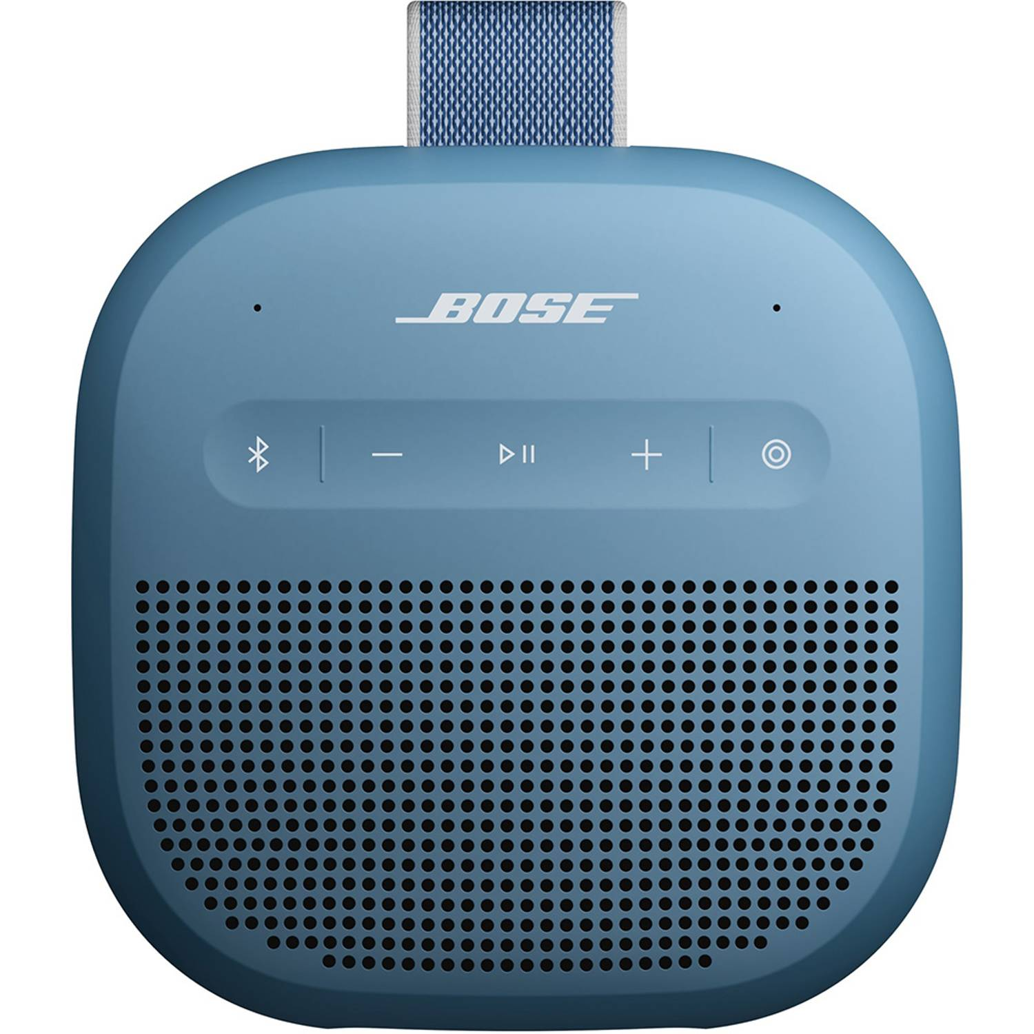 Blue Bose portable speaker on a white background