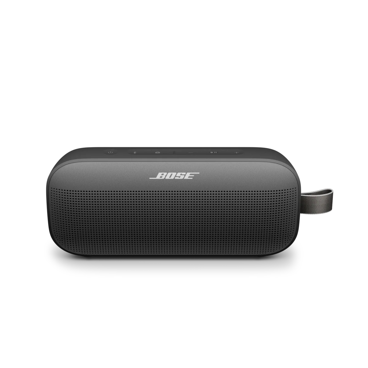 Black Bose speaker on a white background