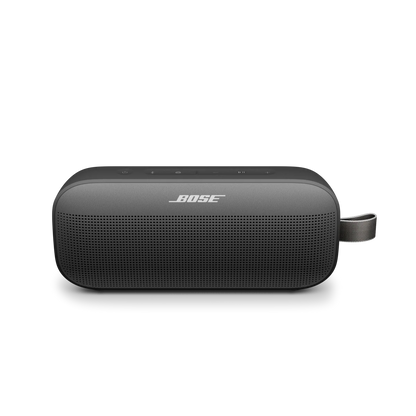 Black Bose speaker on a white background