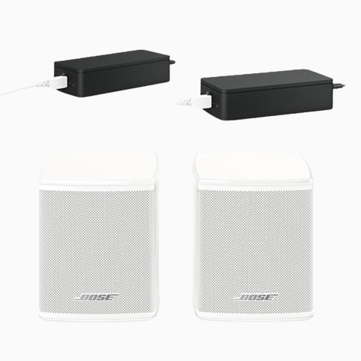 Bose speakers with mounting brackets on a white background
