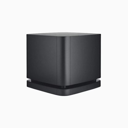 Black cube-shaped object on a white background
