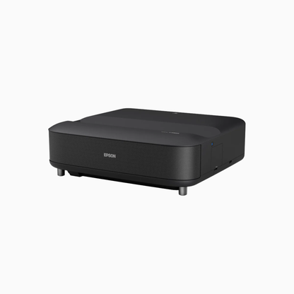 Black Epson projector on a white background
