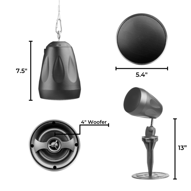 OSD Audio FORZA-4BLK 4-Inch Outdoor Pendant Speaker (Black)