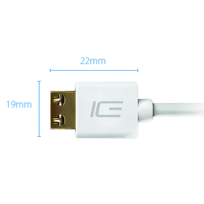 White USB cable with measurement details on a white background