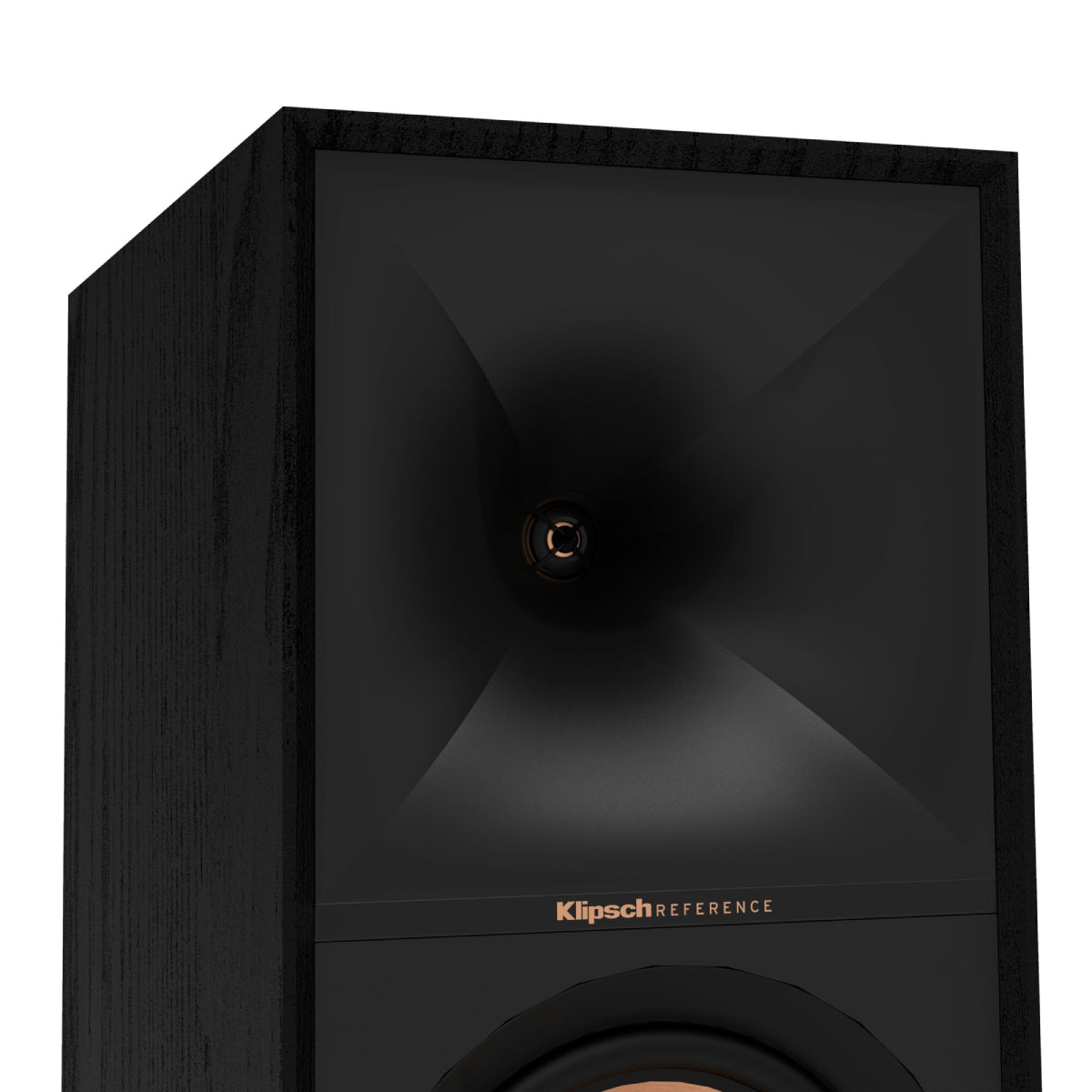 Black Klipsch Reference speaker on a white background