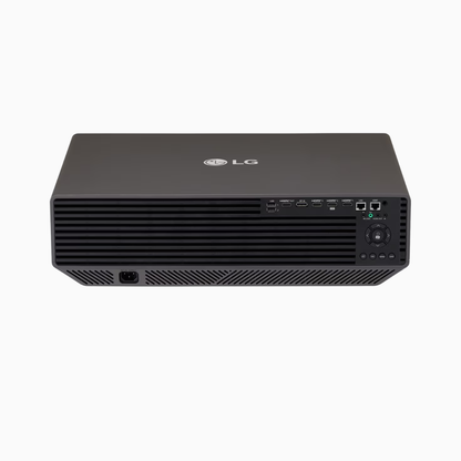 Black LG projector on a white background