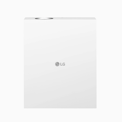 White electronic device with LG logo on a light gray background