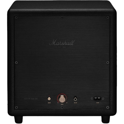 Black Marshall speaker on a white background