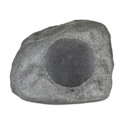 Rustic stone-like outdoor speaker on a white background