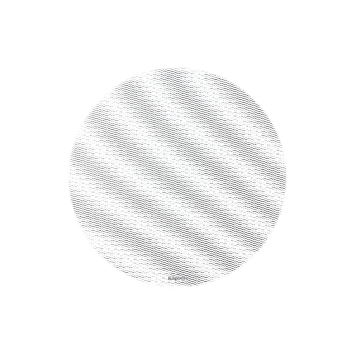 Round white ceiling speaker on a white background
