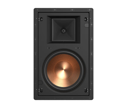 Black speaker with a copper cone on a white background