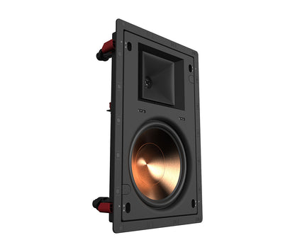 Black speaker with copper cone on a white background
