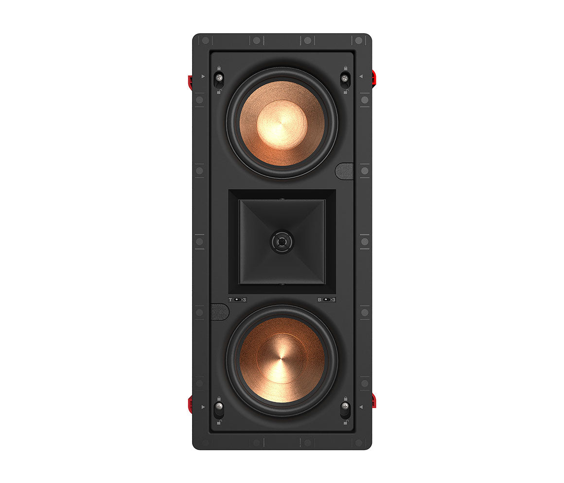 Black speaker with copper accents on a white background