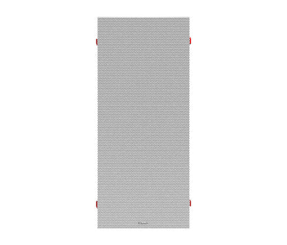 Textured black and white patterned rug on a white background