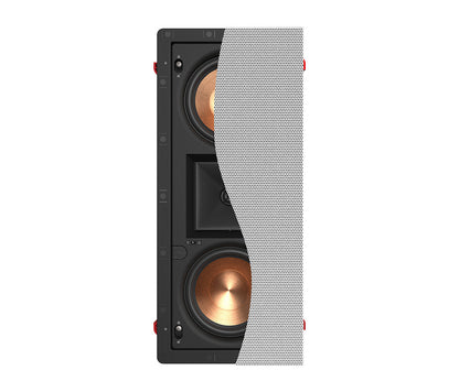 Speaker with a white grille on a white background