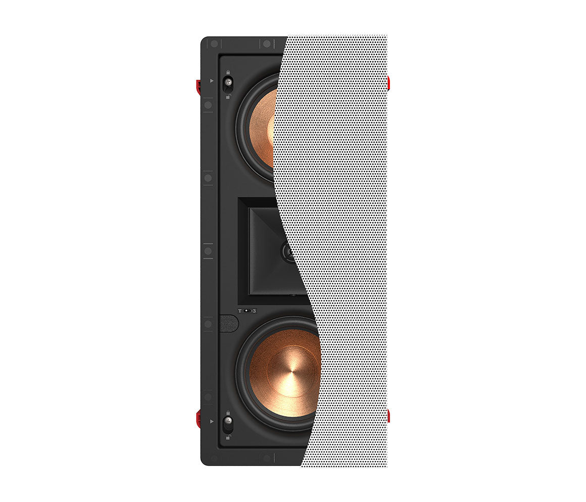 Speaker with a white grille on a white background