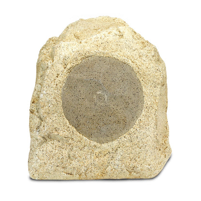 Rustic stone-like outdoor speaker on a white background