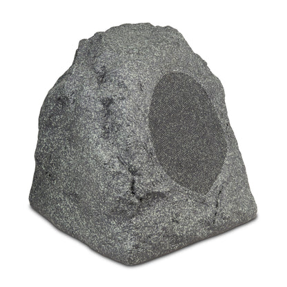 Rustic stone-style outdoor speaker on a white background