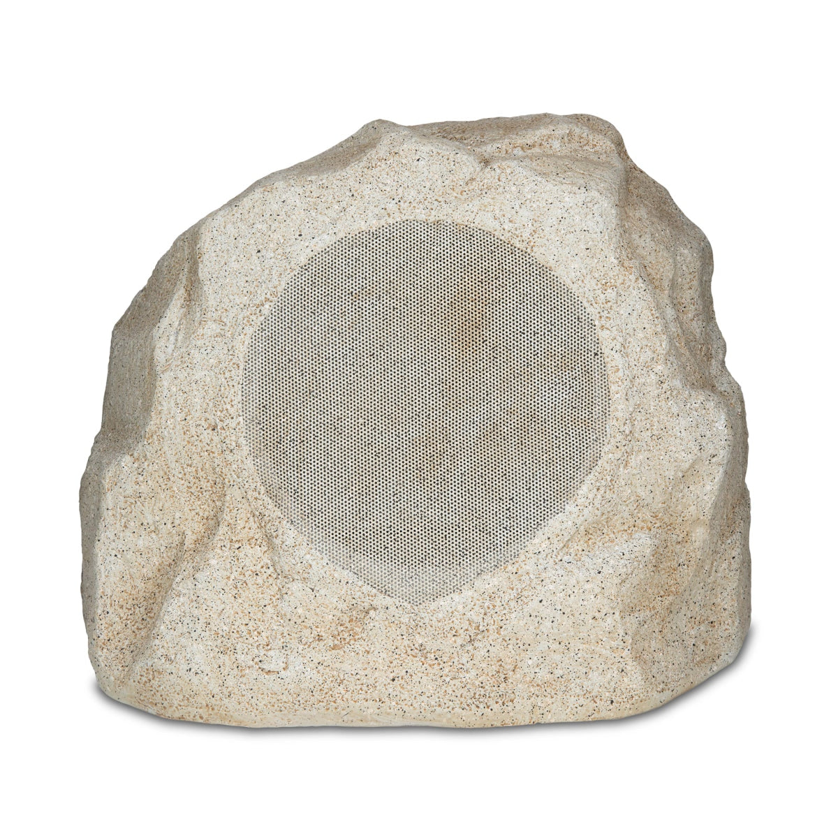 Rustic stone-style outdoor speaker on a white background