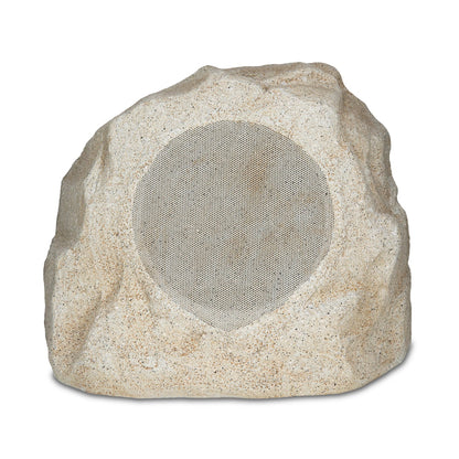 Rustic stone-style outdoor speaker on a white background