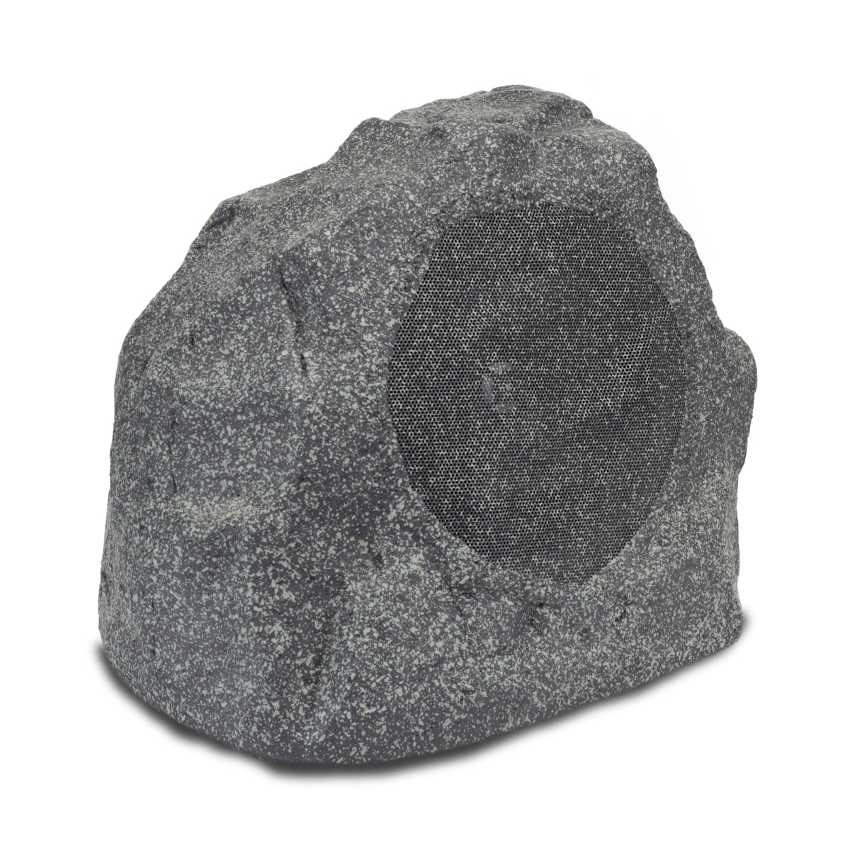 Rustic stone-like outdoor speaker on a white background