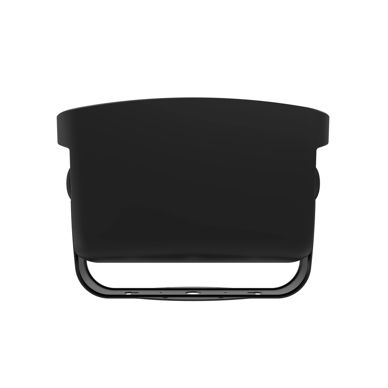 Black cushioned chair with metal frame on a white background