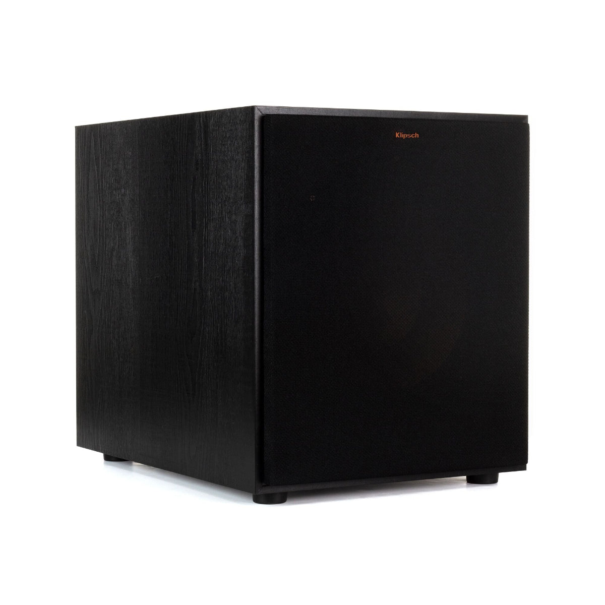 Black subwoofer on a white background
