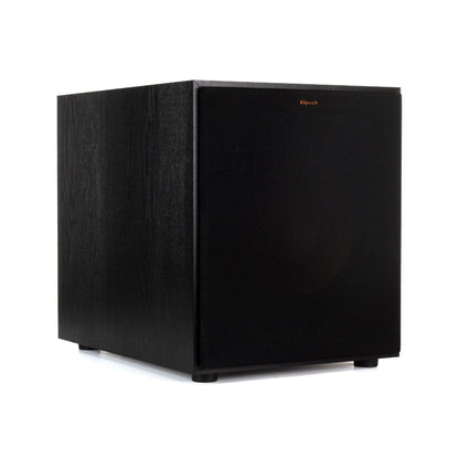 Black subwoofer on a white background