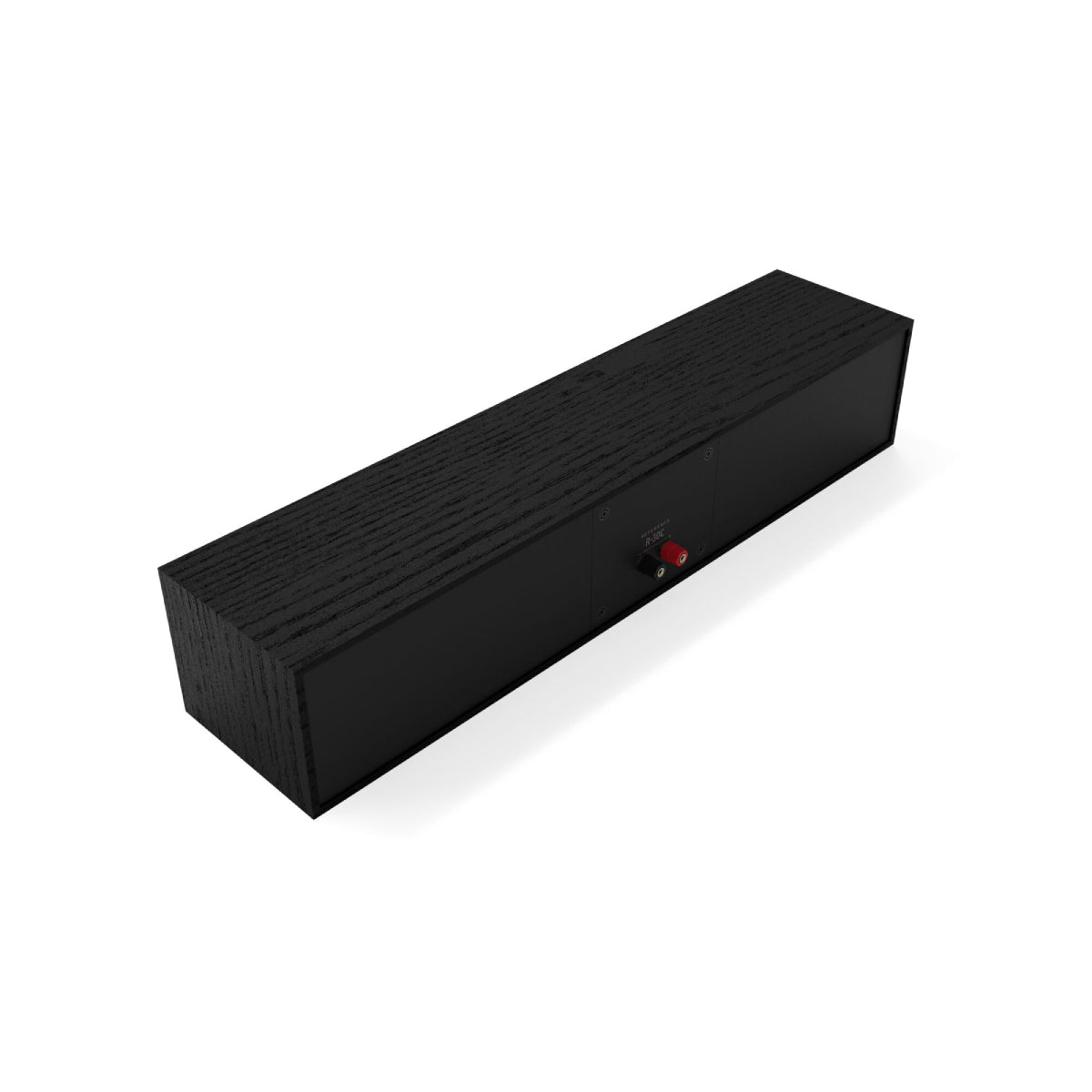 Black rectangular electronic device with a red button on a white background