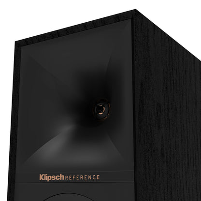 Black Klipsch Reference speaker on a white background