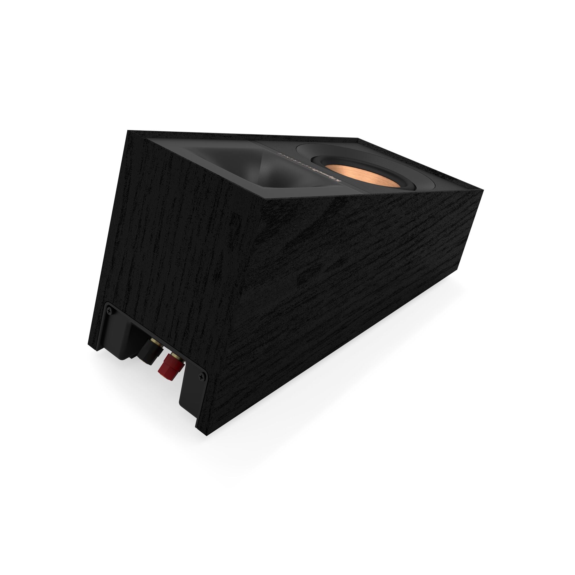 Black triangular speaker on a white background
