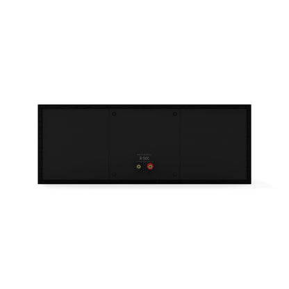Black rectangular object with visible branding on a white background