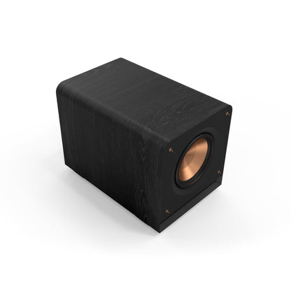 Black speaker subwoofer on a white background
