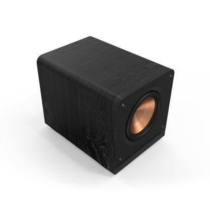 Black speaker subwoofer on a white background