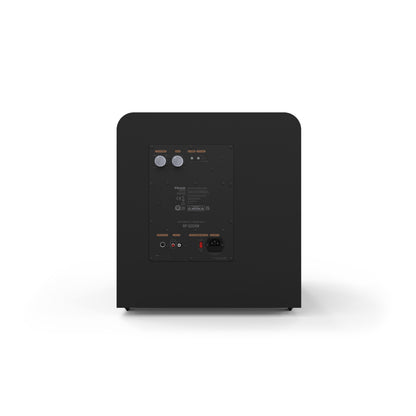 Black electronic device with control panel on a white background