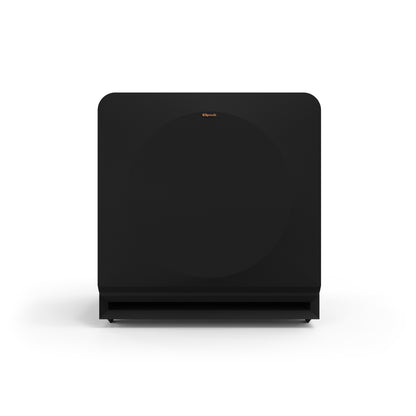 Black subwoofer on a white background