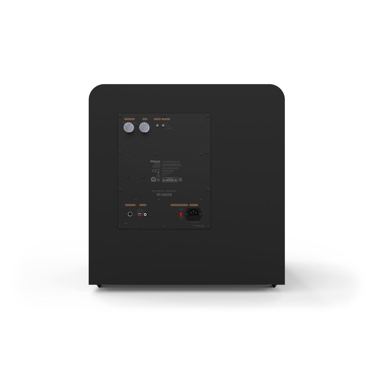 Black electronic device with control panel on a white background