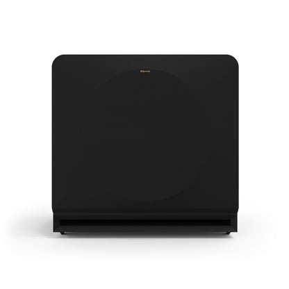 Black subwoofer on a white background