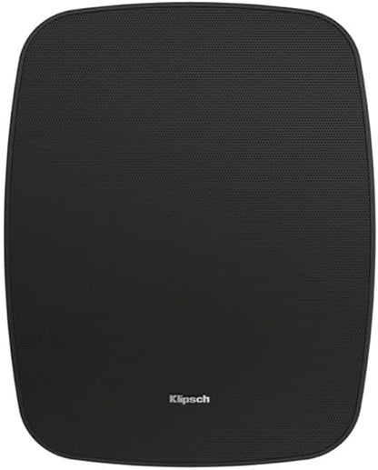 Black speaker grille with Klipsch logo on a white background