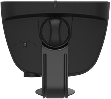 Black metal stand with circular base on a white background