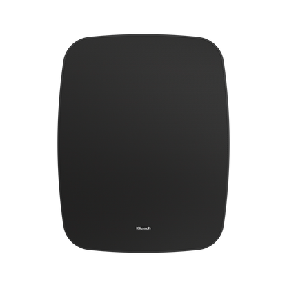 Black Klipsch speaker on a white background
