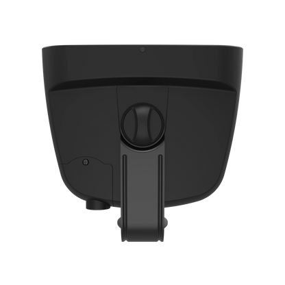 Black cup holder with a clip on a white background