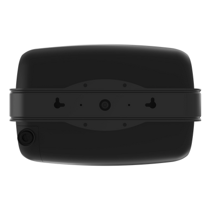 Black electronic device with ports on a white background